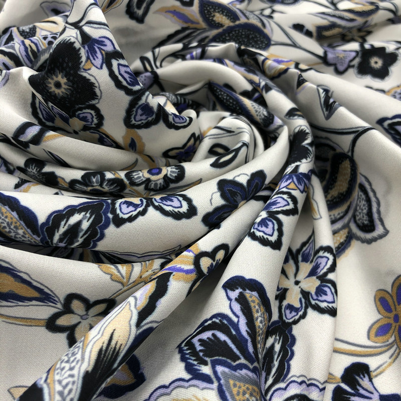 Chinese factory custom viscose rayon satin printed fabric is soft and draped like silk