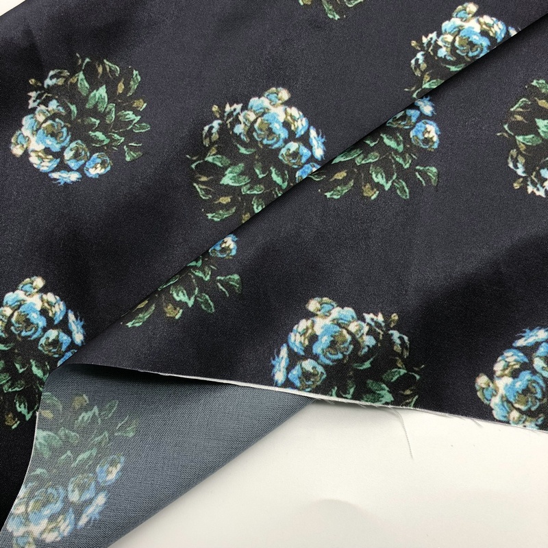 Factory Latest Medium Weight Breathable Stretch Floral Chiffon Poly Satin Fabric Floral printed fabric