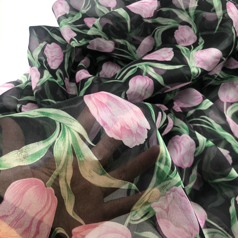 LOW MOQ Customer Plant Printed 8mm Silk Organza Fabric 100% Silk Digital Printing Ce,oeko-tex STANDARD 100 Dress or Other Usage